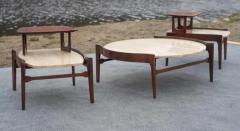 Bertha Schaefer Bertha Schaefer for Singer Sons Walnut Travertine Marble Living Table Set - 4118031