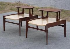 Bertha Schaefer Bertha Schaefer for Singer Sons Walnut Travertine Marble Living Table Set - 4118082