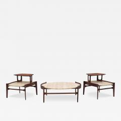 Bertha Schaefer Bertha Schaefer for Singer Sons Walnut Travertine Marble Living Table Set - 4120198