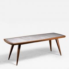 Berthold Muller Berthold Muller walnut and ceramic coffee table - 3139566