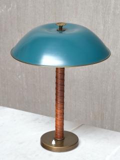 Bertil Brisborg Bertil Brisborg Brass and Leather Table Lamp Nordiska Kompaniet Sweden 1940s - 4699869