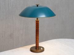 Bertil Brisborg Bertil Brisborg Brass and Leather Table Lamp Nordiska Kompaniet Sweden 1940s - 4699875