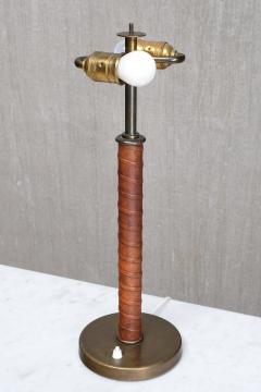 Bertil Brisborg Bertil Brisborg Brass and Leather Table Lamp Nordiska Kompaniet Sweden 1940s - 4699876