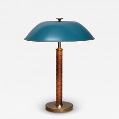 Bertil Brisborg Bertil Brisborg Brass and Leather Table Lamp Nordiska Kompaniet Sweden 1940s - 4700066