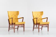 Bertil S derberg Pair of Bertil S derberg Armchairs in Mahogany for Nordiska Kompaniet 1940s - 1325015