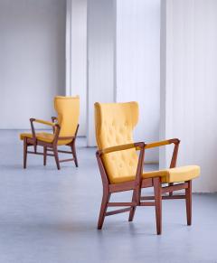 Bertil S derberg Pair of Bertil S derberg Armchairs in Mahogany for Nordiska Kompaniet 1940s - 1325028