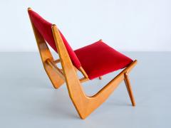 Bertil V Behrman Bertil Behrman Lounge Chair in Oak and Velvet Engen M belfabriker Sweden 1956 - 2502660