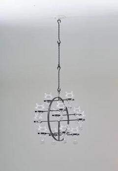 Bertil Vallien Swedish Iron and Glass Hanging Candelabra Chandelier by Bertil Vallien - 2211404