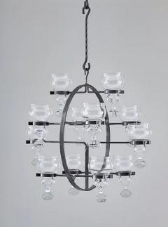 Bertil Vallien Swedish Iron and Glass Hanging Candelabra Chandelier by Bertil Vallien - 2211406