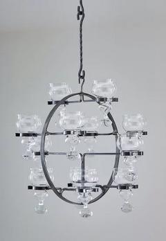 Bertil Vallien Swedish Iron and Glass Hanging Candelabra Chandelier by Bertil Vallien - 2211416