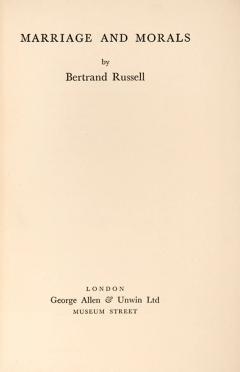Bertrand RUSSELL Marriage and Morals by Bertrand RUSSELL - 3951406
