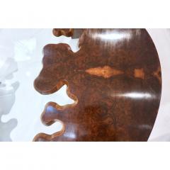 Bespoke 1980 Italian Organic Walnut Veneer Glass Oval Coffee Table with Drawer - 1534148