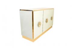 Bespoke Art Deco Italian Couture Design White Brass 3 Door Cupboard Sideboard - 3028762