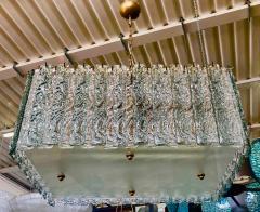 Bespoke Art Deco Style Italian Aquamarine Crystal Murano Glass Flush Chandelier - 1474225