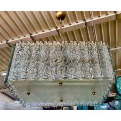 Bespoke Art Deco Style Italian Aquamarine Crystal Murano Glass Flush Chandelier - 1474228