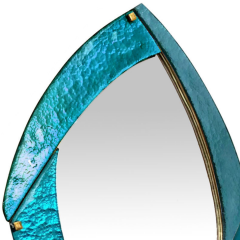 Bespoke Contemporary Italian Memphis Design Gold Turquoise Murano Glass Mirror - 3255216