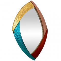 Bespoke Contemporary Italian Memphis Design Gold Turquoise Murano Glass Mirror - 3255220