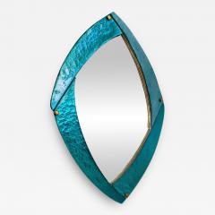 Bespoke Contemporary Italian Memphis Design Gold Turquoise Murano Glass Mirror - 3256807
