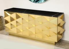 Bespoke Geometric Brass and Black Marquina Marble Top Sideboard Italy 2022 - 2600833