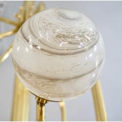 Bespoke Italian Alabaster White Murano Glass Brass Curved Globe Chandelier - 1646920