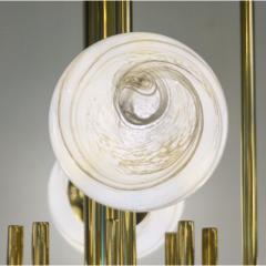 Bespoke Italian Alabaster White Murano Glass Brass Curved Globe Chandelier - 1646921