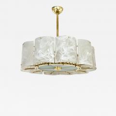 Bespoke Italian Alabaster White Murano Glass Brass Round Chandelier Flushmount - 1379609