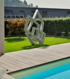 Bespoke Italian Aluminum Handmade Geometric Modern Tall Sculpture on Marble Base - 3313575