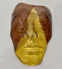 Bespoke Italian Amethyst Amber Gold Murano Glass Mask Wall Art Sculpture - 2837423