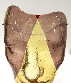 Bespoke Italian Amethyst Amber Gold Murano Glass Mask Wall Art Sculpture - 2837433