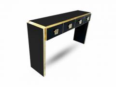 Bespoke Italian Art Deco Design Black Glass Cast Brass Console Table Sideboard - 1879206