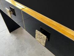 Bespoke Italian Art Deco Design Black Glass Cast Brass Console Table Sideboard - 1879211