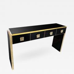 Bespoke Italian Art Deco Design Black Glass Cast Brass Console Table Sideboard - 1880487