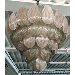 Bespoke Italian Art Deco Design Pink Green Murano Glass Leaf Chandelier - 1510288