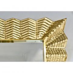 Bespoke Italian Art Deco Design Ruffled Gold Murano Glass Brass Mirror - 1821074