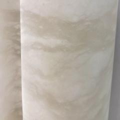 Bespoke Italian Art Deco Style Cream White Alabaster Pair Nickel Edged Sconces - 3271050