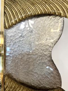 Bespoke Italian Art Deco Style Curved Leaf Gold Silver Murano Glass Brass Mirror - 3154372