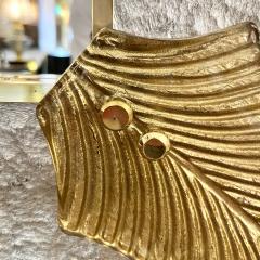 Bespoke Italian Art Deco Style Curved Leaf Gold Silver Murano Glass Brass Mirror - 3154373