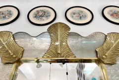 Bespoke Italian Art Deco Style Curved Leaf Gold Silver Murano Glass Brass Mirror - 3154376