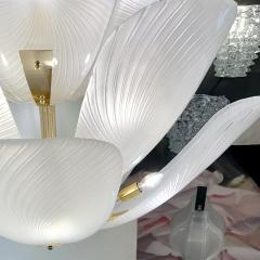Bespoke Italian Art Nouveau Organic Design White Murano Glass Tulip Chandelier - 3104753