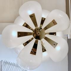 Bespoke Italian Art Nouveau Organic Design White Murano Glass Tulip Chandelier - 3104754
