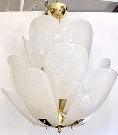 Bespoke Italian Art Nouveau Organic Design White Murano Glass Tulip Chandelier - 3104755