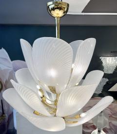 Bespoke Italian Art Nouveau Organic Design White Murano Glass Tulip Chandelier - 3104756