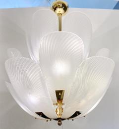 Bespoke Italian Art Nouveau Organic Design White Murano Glass Tulip Chandelier - 3104760