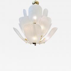 Bespoke Italian Art Nouveau Organic Design White Murano Glass Tulip Chandelier - 3110844