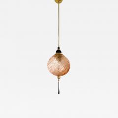 Bespoke Italian Black Pink Crystal Murano Glass Brass Pendant Big Globe Light - 2413539