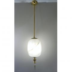 Bespoke Italian Brass Cream White Alabaster Glass Cylinder Pendant Lantern - 1389240
