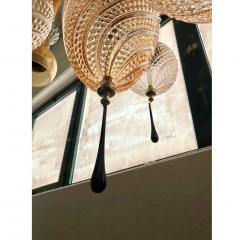 Bespoke Italian Brass and Clear Crystal Pink Murano Glass Pendant Light - 1435001