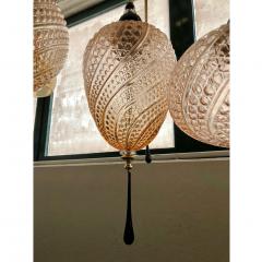 Bespoke Italian Brass and Clear Crystal Pink Murano Glass Pendant Light - 1435002