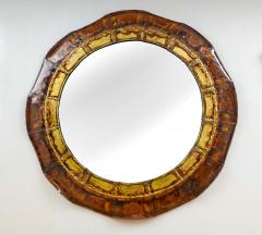 Bespoke Italian Brass and Copper Enameled Mirror - 2701322