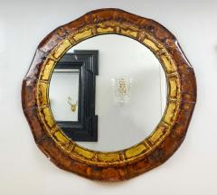 Bespoke Italian Brass and Copper Enameled Mirror - 2701323